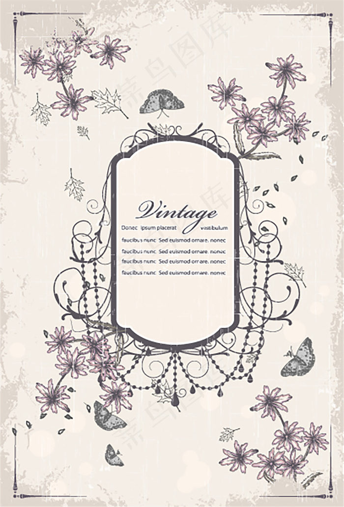 花朵及装饰的边框背景矢量素材