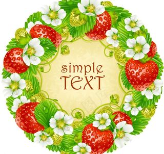 草莓绿叶鲜花环花圈图片