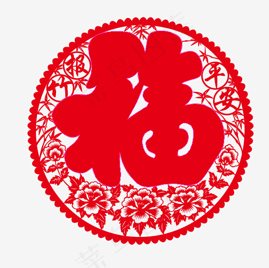 福剪纸矢量图