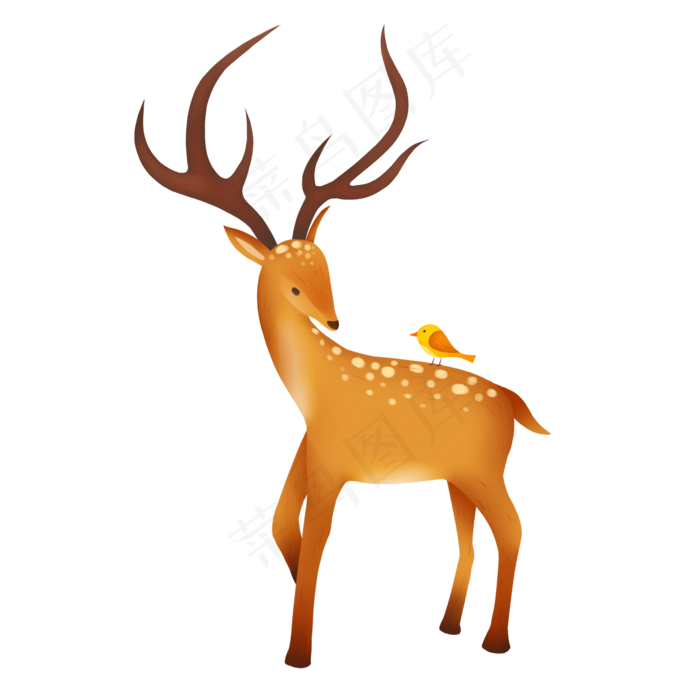 手绘可爱梅花鹿小鸟元素手绘可爱梅花鹿小鸟元素