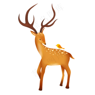 手绘可爱梅花鹿小鸟元素手绘可爱梅花鹿小鸟元素