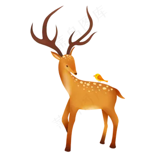 手绘可爱梅花鹿小鸟元素手绘可爱梅花鹿小鸟元素
