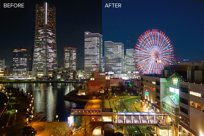 城市夜景添加艺术淡蓝效果PS动作