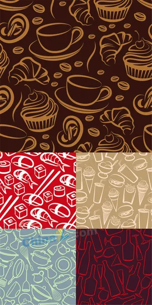 厨房餐饮美食背景矢量图