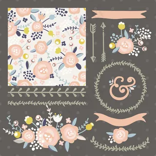 粉色花朵婚礼素材矢量素材