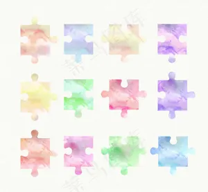 水彩拼图块矢量