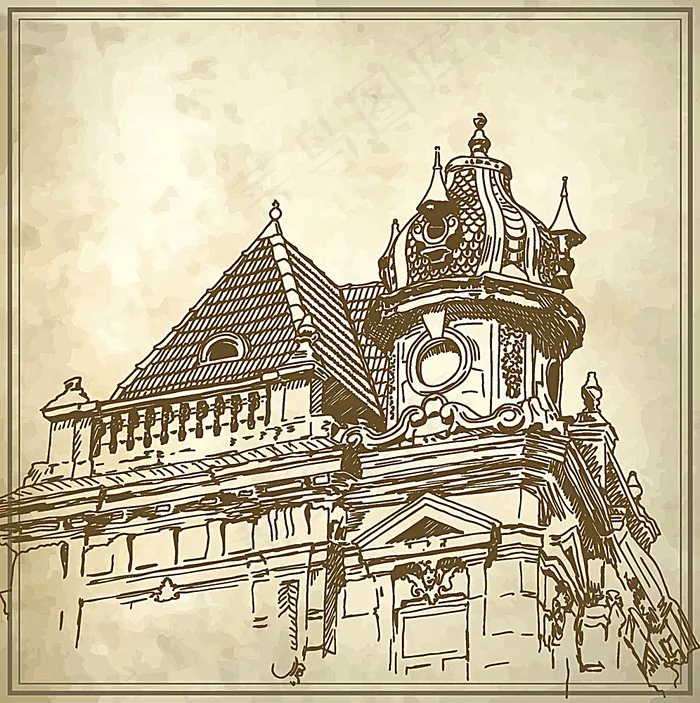 建筑风景插画图片