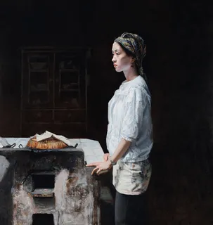 远山 人物油画图片