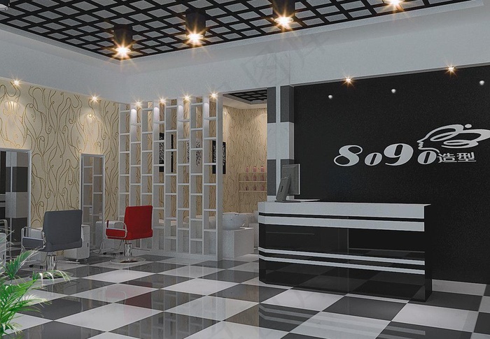 发廊设计效果图图片