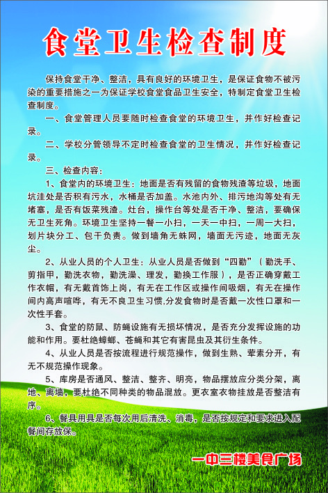 食堂卫生检查制度cdr矢量模版下载