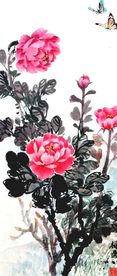 牡丹国画图片