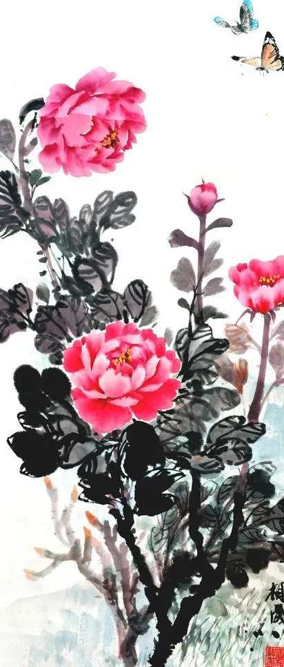 牡丹国画图片