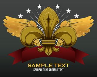 哥特式的鸢尾花与丝带矢量