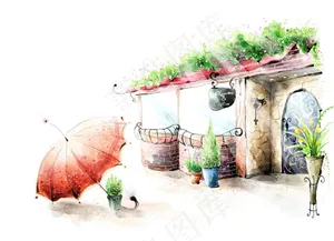 街头的雨伞