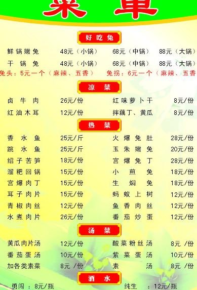 菜单背景图片cdr矢量模版下载