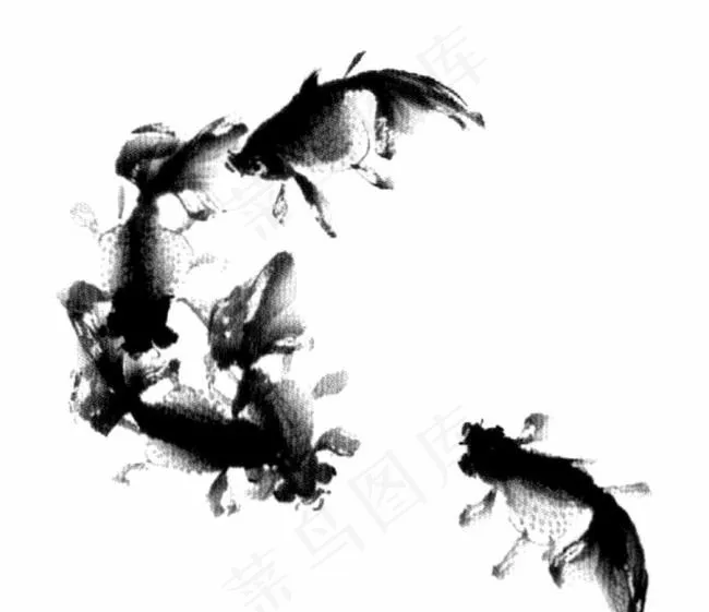 水墨鱼水墨画psd模版下载