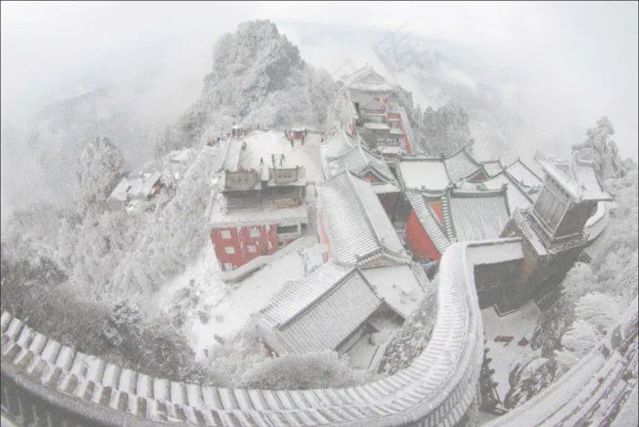 武当山金鼎雪景psd模版下载
