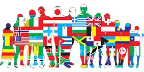 世界各国人国旗psd模版下载