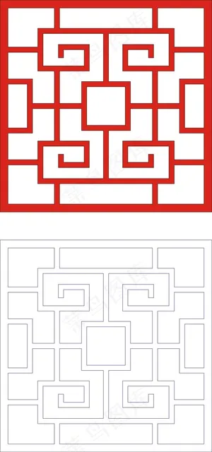 矢量镂空花纹边框底纹中式