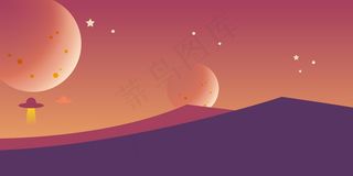 插画、星球、卫星、沙漠、小星星