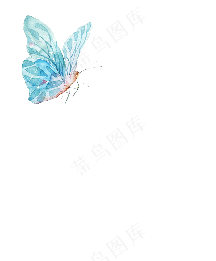  水彩,创意,蓝色,蝴蝶