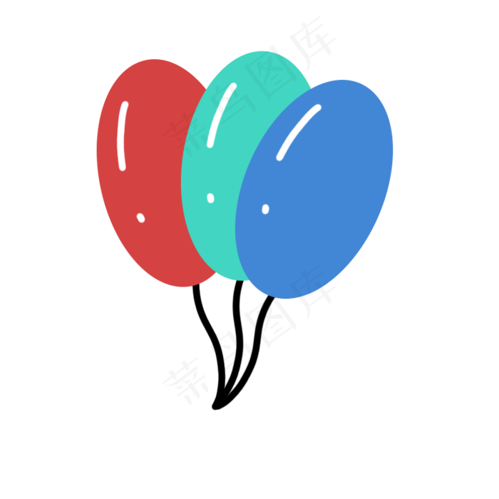 红色绿色蓝色气球免扣元素