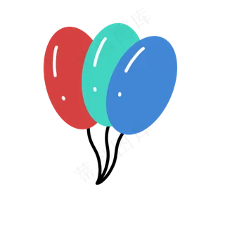 红色绿色蓝色气球免扣元素