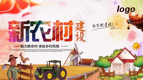 共建美丽新农村海报展板