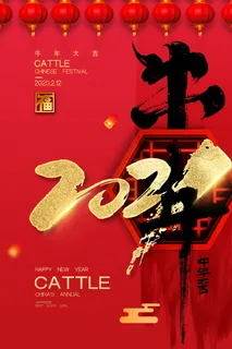 牛年 牛年海报 牛年背景图片