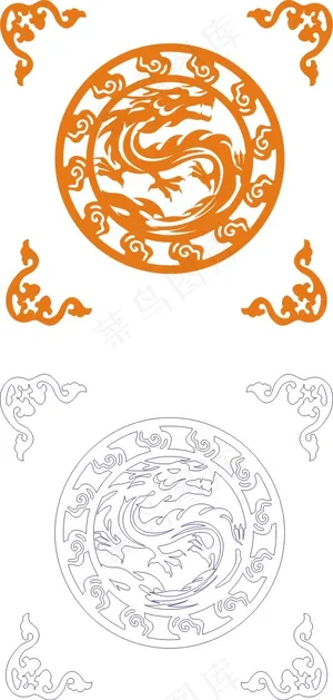 矢量镂空花纹边框底纹中式