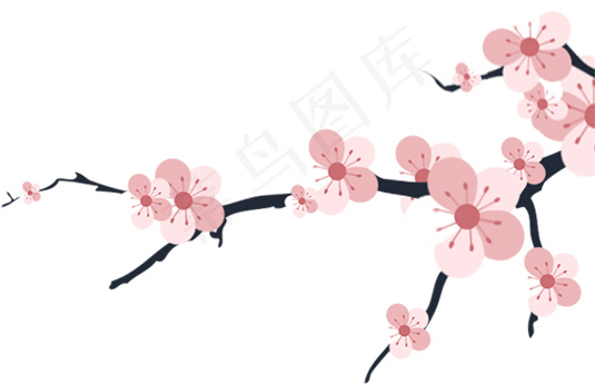 桃花 桃花树枝 手绘桃花