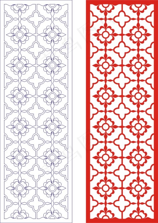 矢量镂空花纹边框底纹中式