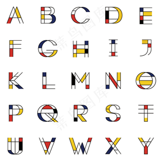 蒙德里安设计风格26个英文字母