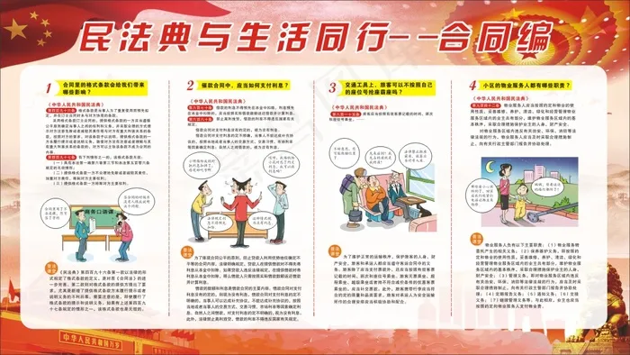 民法典之合同编党建企业活动宣传栏展板cdr矢量模版下载