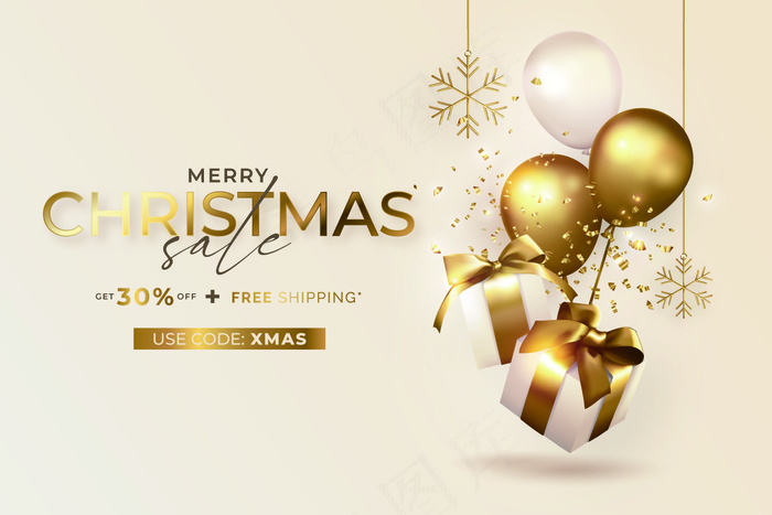 金色圣诞节素材元素