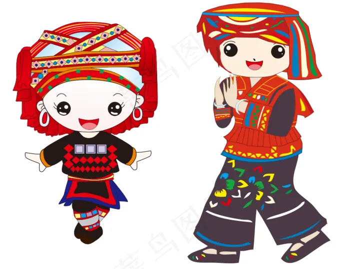 瑶族孩童cdr矢量模版下载