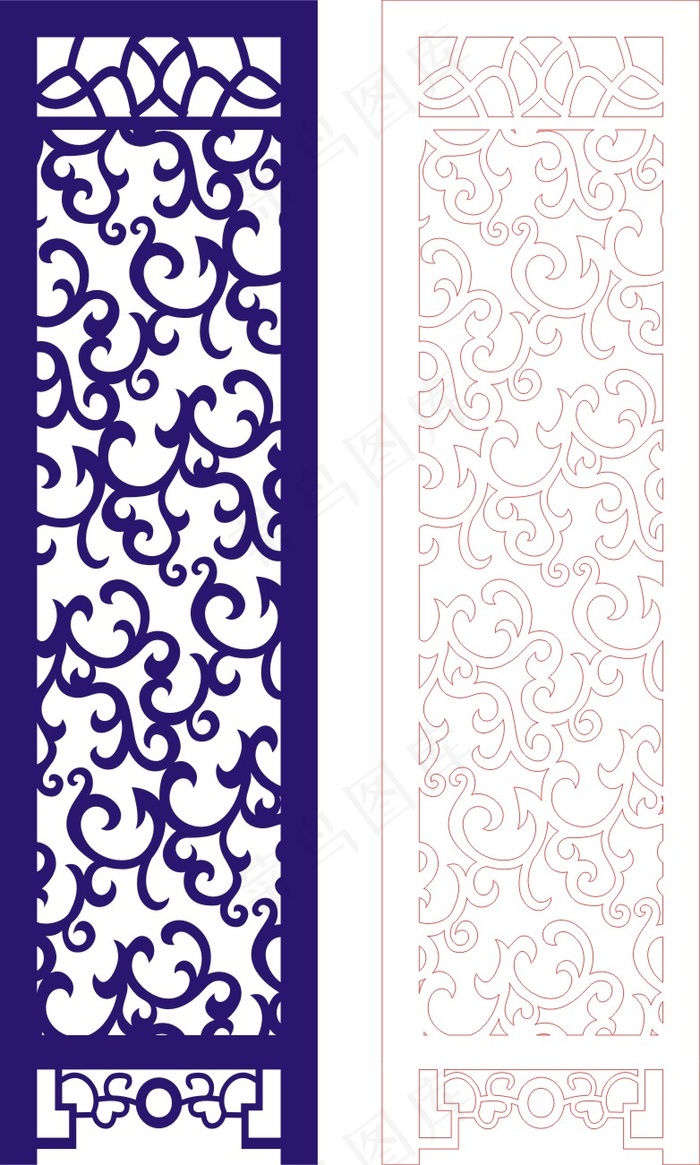 矢量镂空花纹边框底纹中式