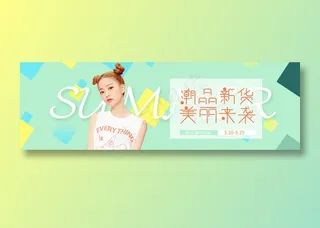 绿色版少女装banner展板图片