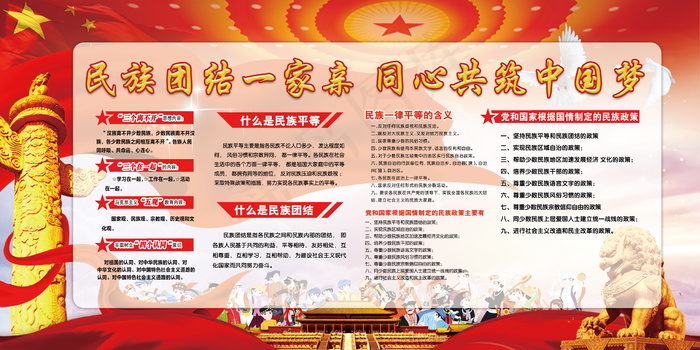 民族团结展板民族团结宣传栏图片psd模版下载