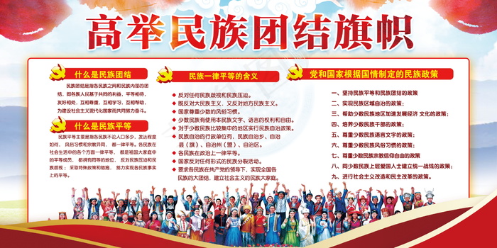 民族团结展板民族团结宣传栏图片psd模版下载