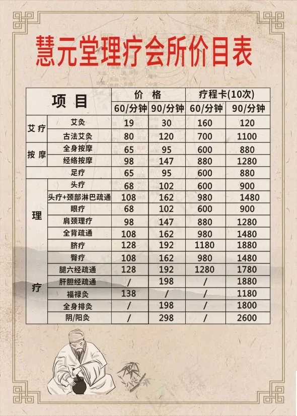 会所价目表|会所|艾灸|足疗|头疗|针灸|价目表cdr矢量模版下载