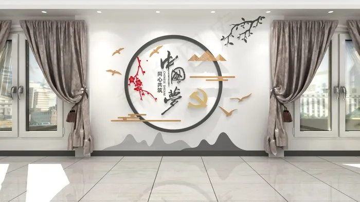 党建文化墙cdr矢量模版下载