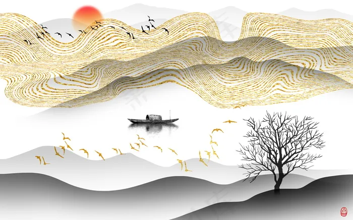 金色背景 中国风背景图片psd模版下载