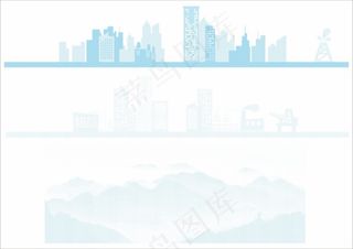 城市、建筑、山半色调、适量图