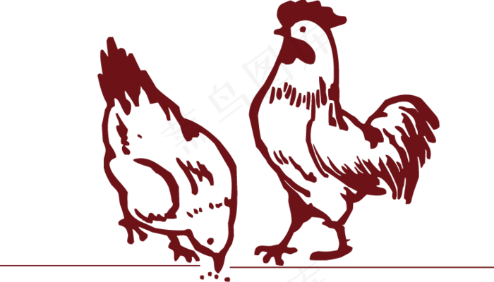 散养母鸡矢量图