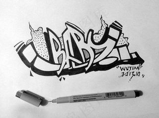 手绘涂鸦线稿字母简单