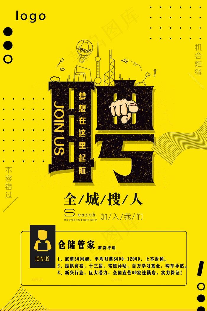 招聘海报psd模版下载