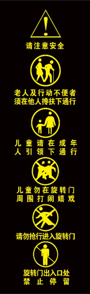 旋转门上的标识