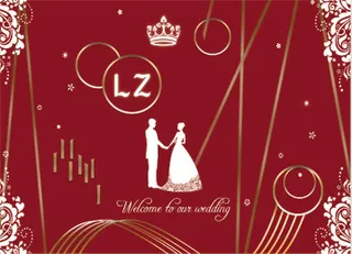 红色  婚庆  金色 线条 浪漫 背景