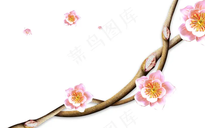 桃花 桃花树枝psd模版下载